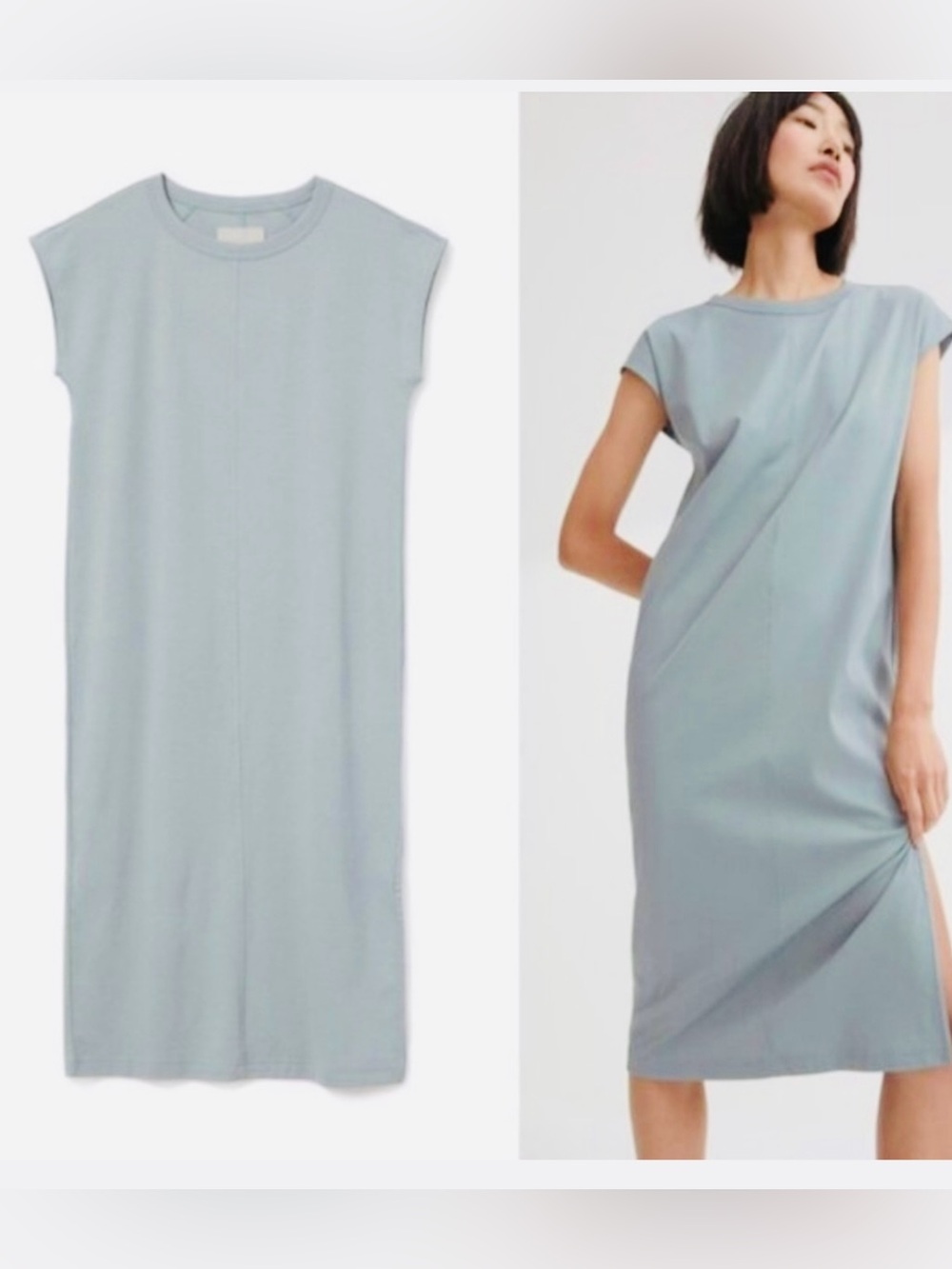 Everlane Women’s Blue The Muscle Tee Minimalist Midi Cotton Dress. Size S